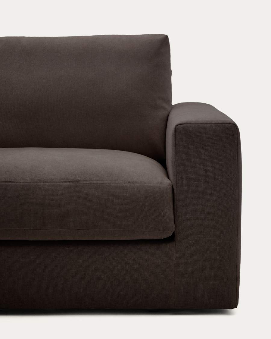 Alea removable cover modular sofa 3-seater in dark brown chenille left chaise longue 220 cm