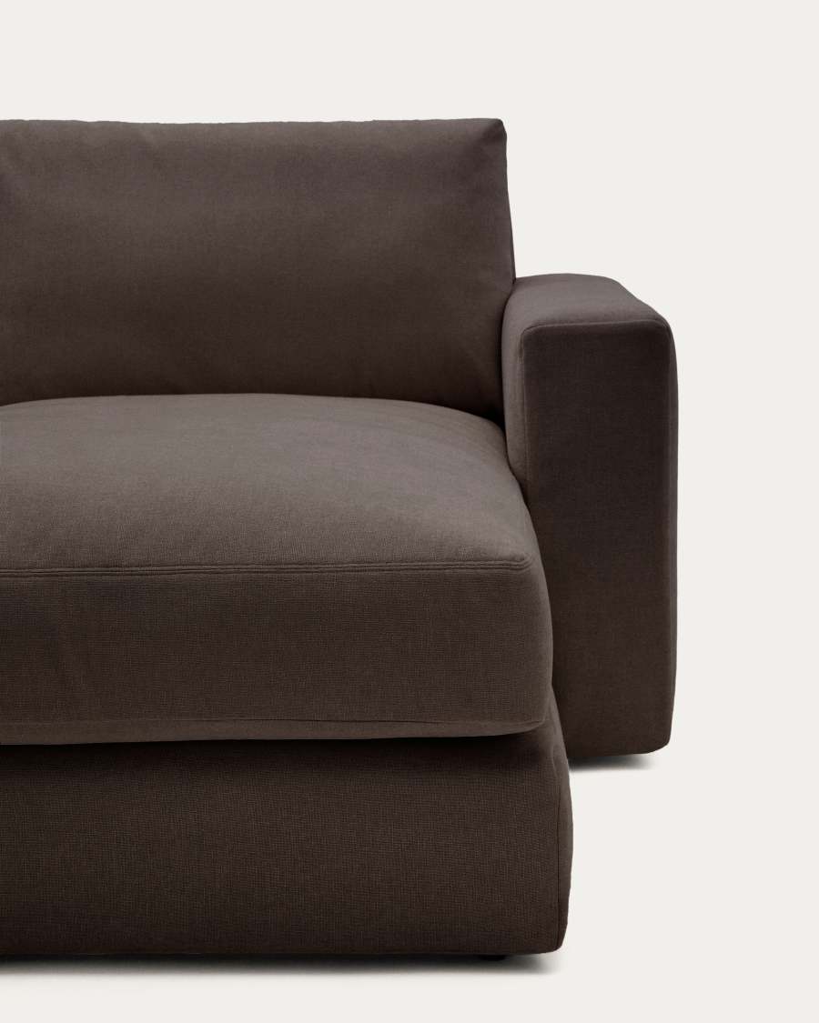 Alea removable cover modular sofa 4-seater in dark brown chenille right chaise longue 310 cm