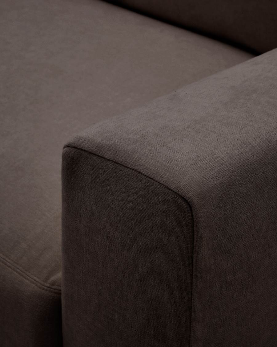 Alea removable cover modular sofa 4-seater in dark brown chenille left chaise longue 310 cm