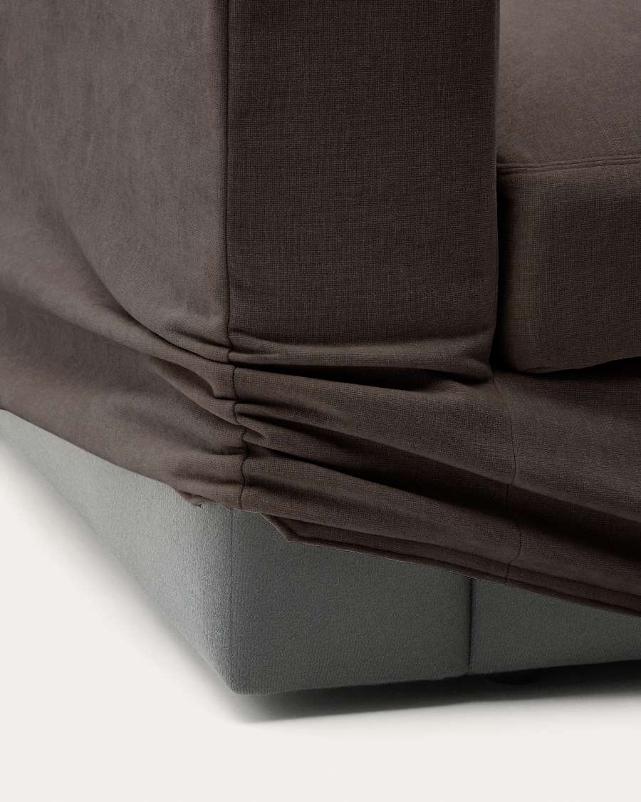 Alea removable cover modular sofa 5-seater in dark brown chenille right chaise longue 340 cm