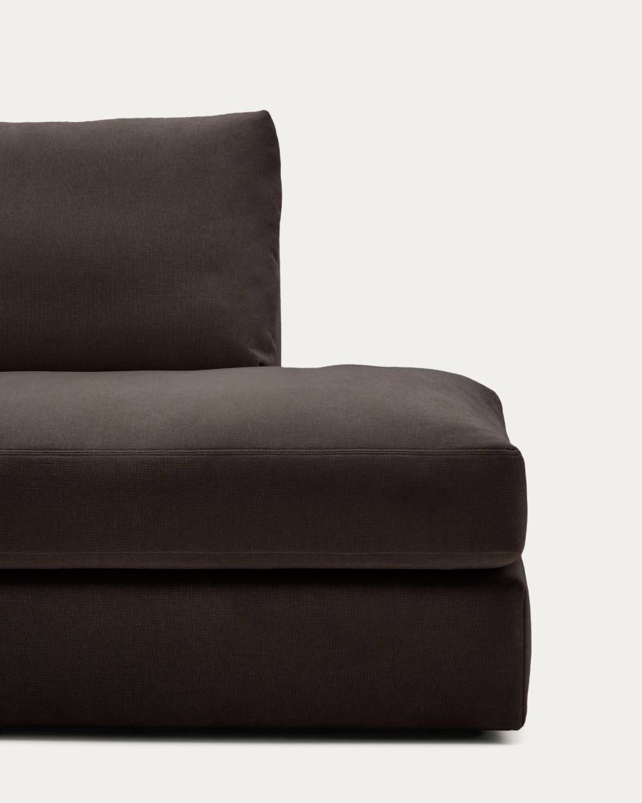 Alea removable cover modular sofa 5-seater in dark brown chenille left chaise longue 340 cm