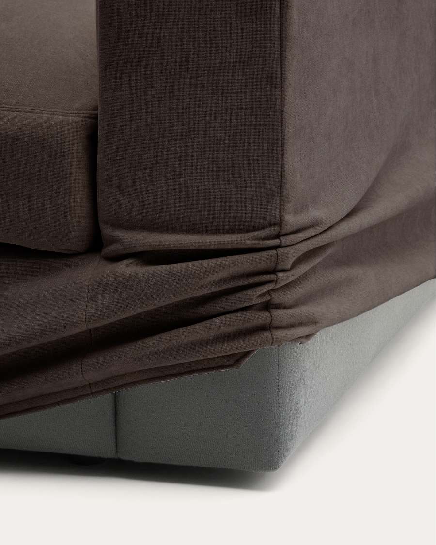 Alea removable cover modular sofa 5-seater in dark brown chenille left chaise longue 340 cm
