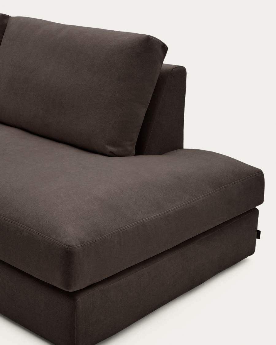 Alea removable cover modular sofa 5-seater in dark brown chenille left chaise longue 340 cm