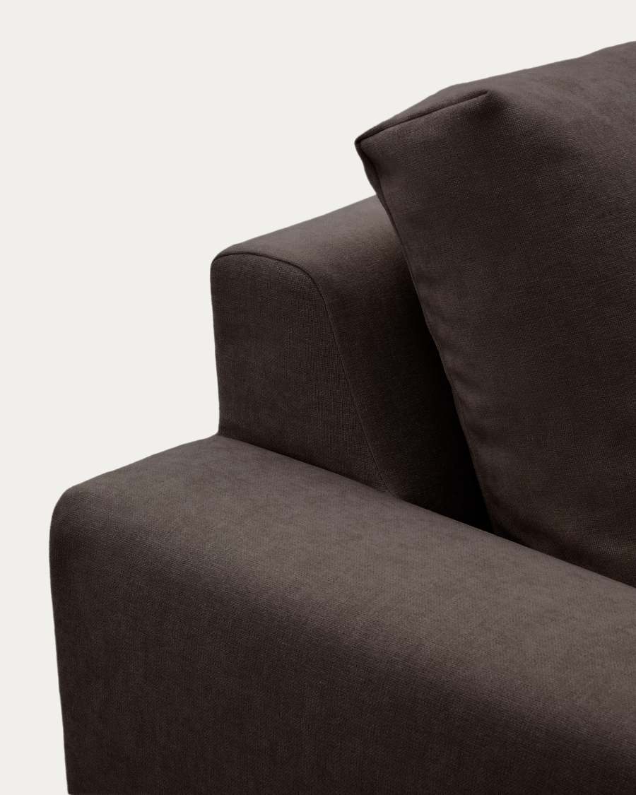 Alea removable cover modular sofa 5-seater in dark brown chenille left chaise longue 340 cm