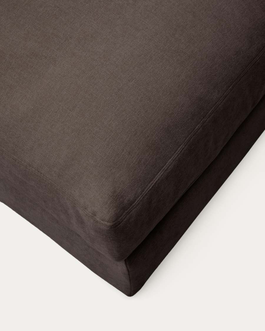 Alea removable cover footrest in dark brown chenille 90 x 90 cm