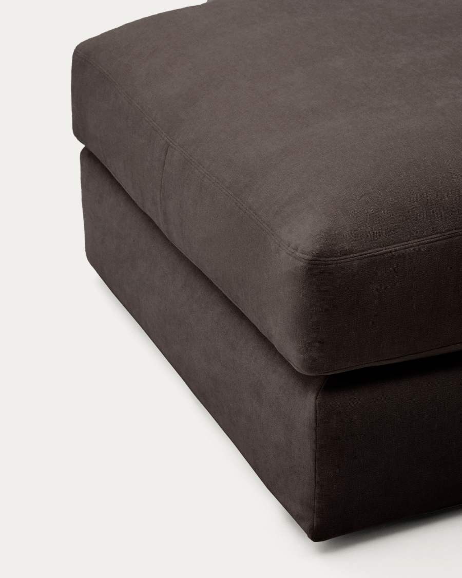 Alea removable cover footrest in dark brown chenille 90 x 90 cm