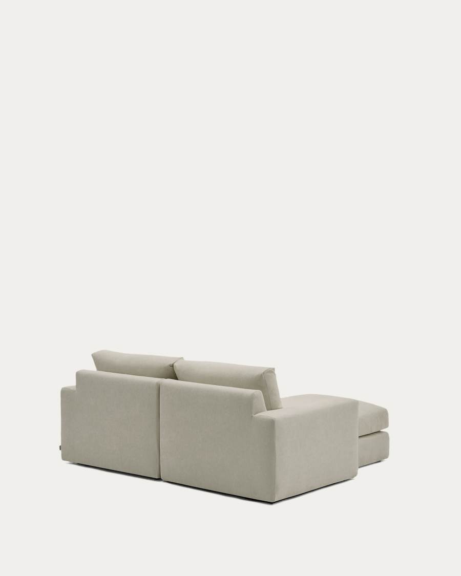 Alea removable cover modular sofa 3-seater in light brown chenille left chaise longue 220 cm