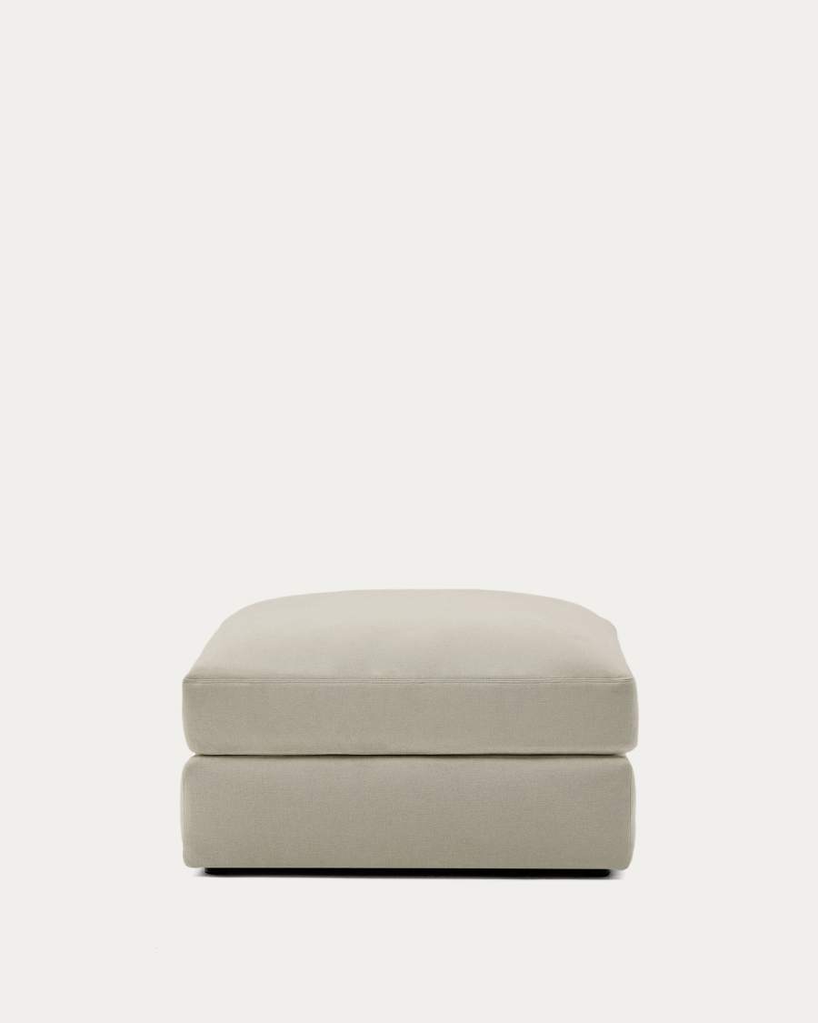 Alea removable cover footrest in light brown chenille 90 x 90 cm