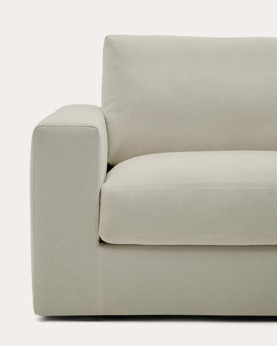 Alea removable cover modular sofa 3-seater in light brown chenille right chaise longue 220 cm