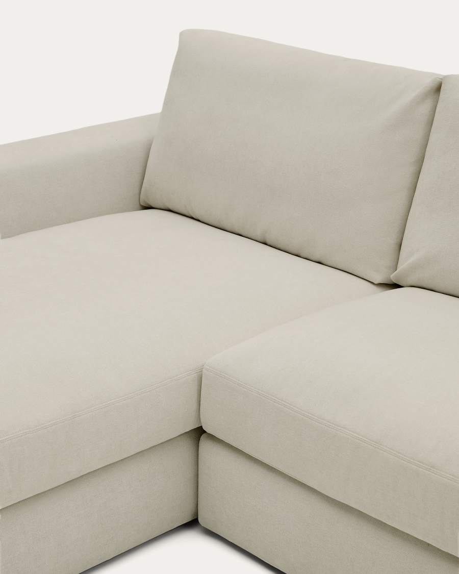 Alea removable cover modular sofa 3-seater in light brown chenille left chaise longue 220 cm