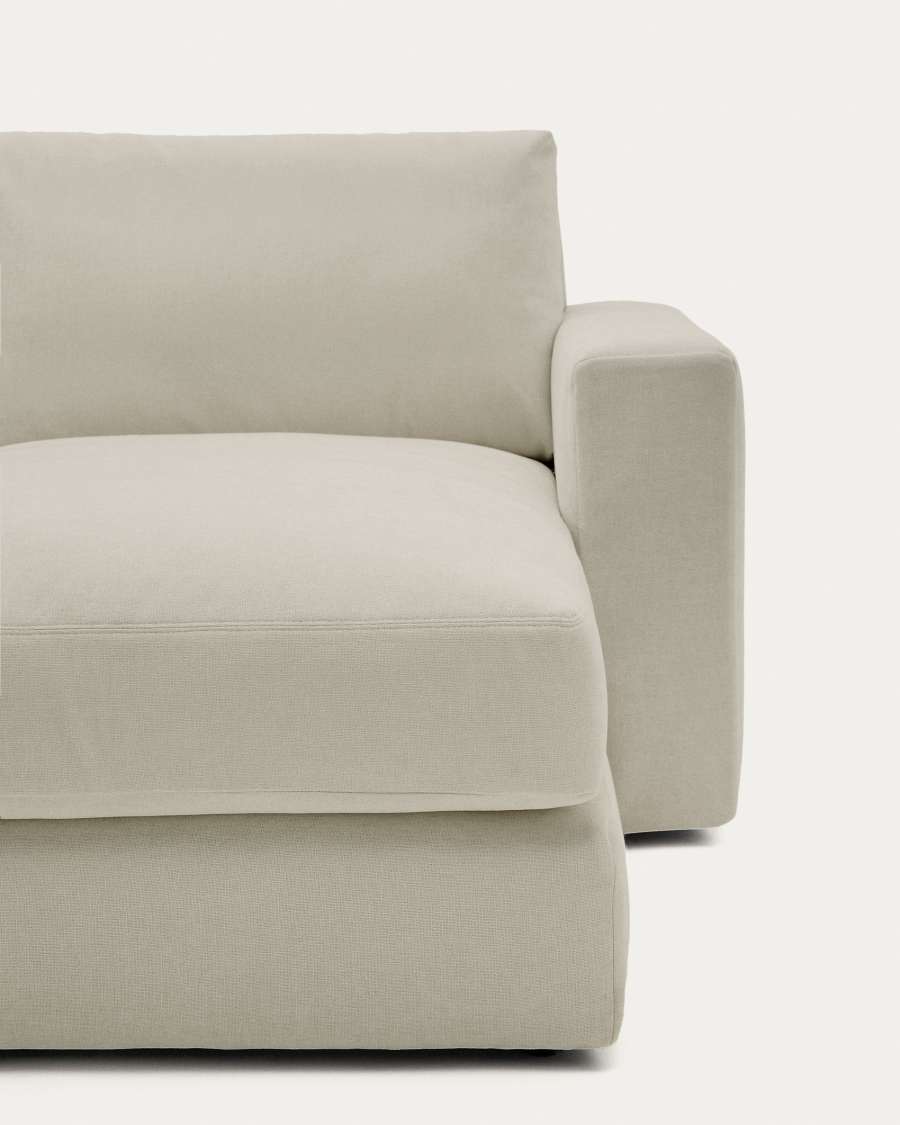 Alea removable cover modular sofa 4-seater in light brown chenille right chaise longue 310 cm