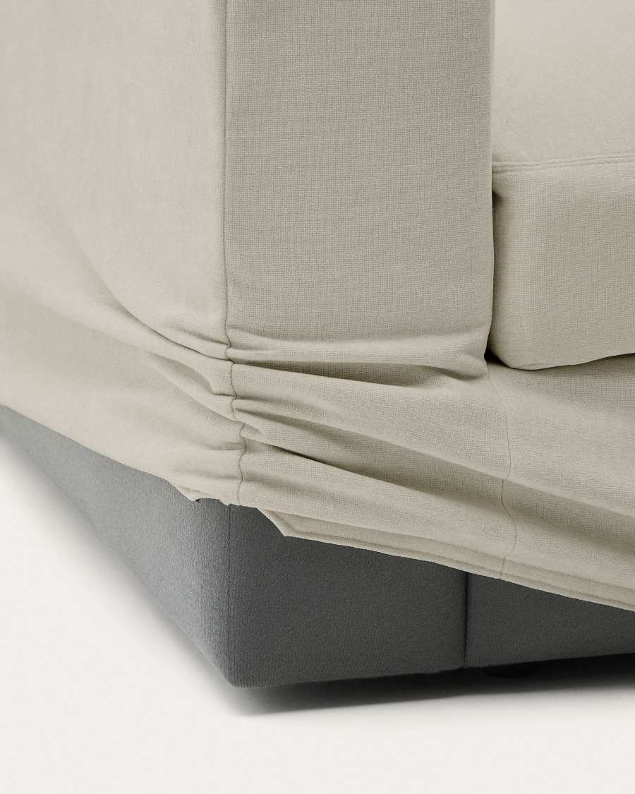 Alea removable cover modular sofa 5-seater in light brown chenille right chaise longue 340 cm