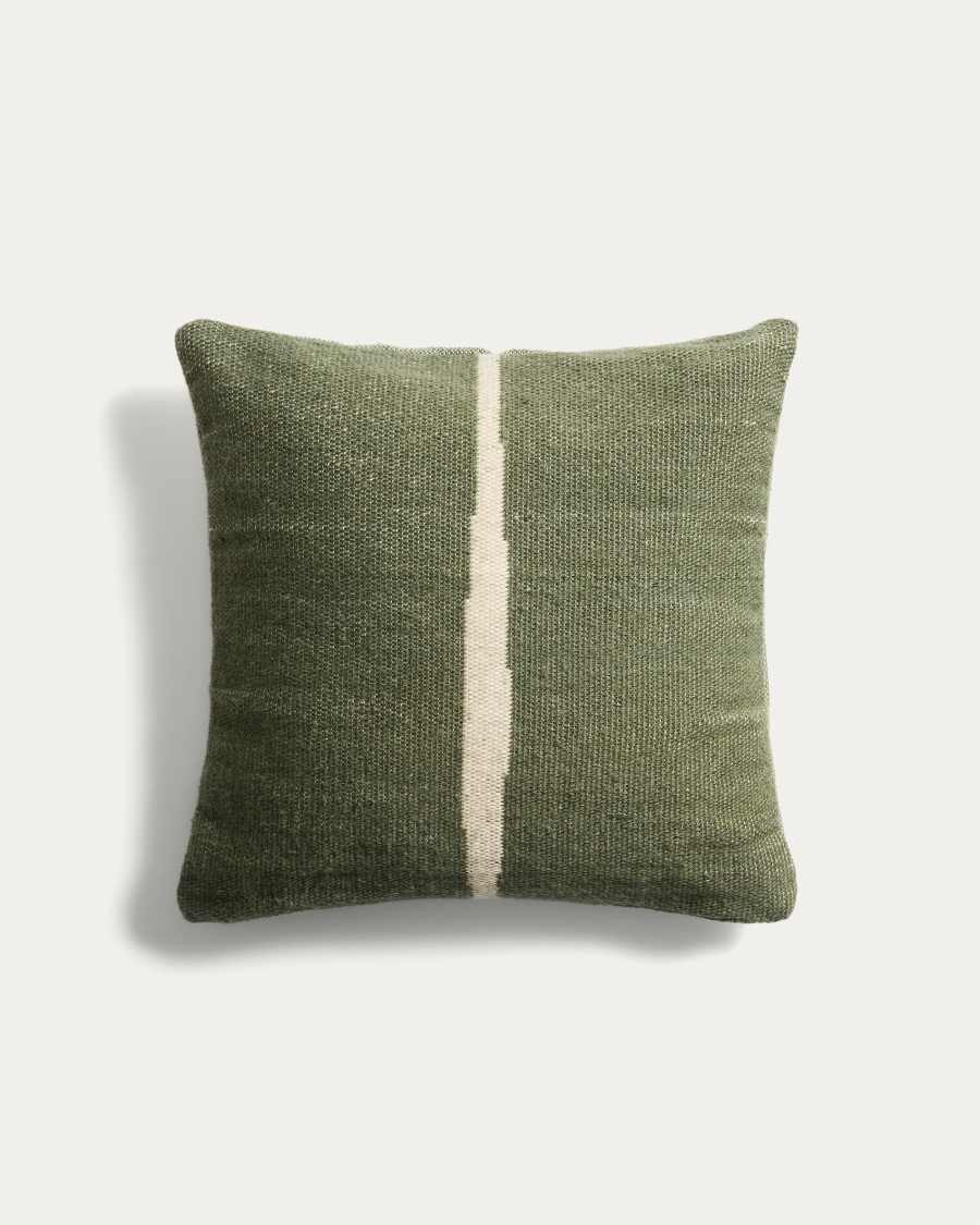 Daila green 100% PET jacquard cushion cover with Ikat graphic 50 x 50cm