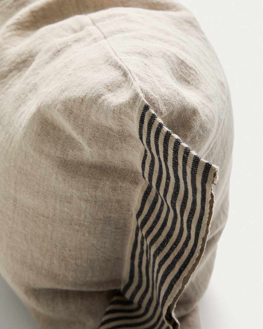 Καλύμμα μαξιλαριού Disea από μπεζ λινό με μαύρη ριγέ λεπτομέρεια, 40 x 60 εκ.