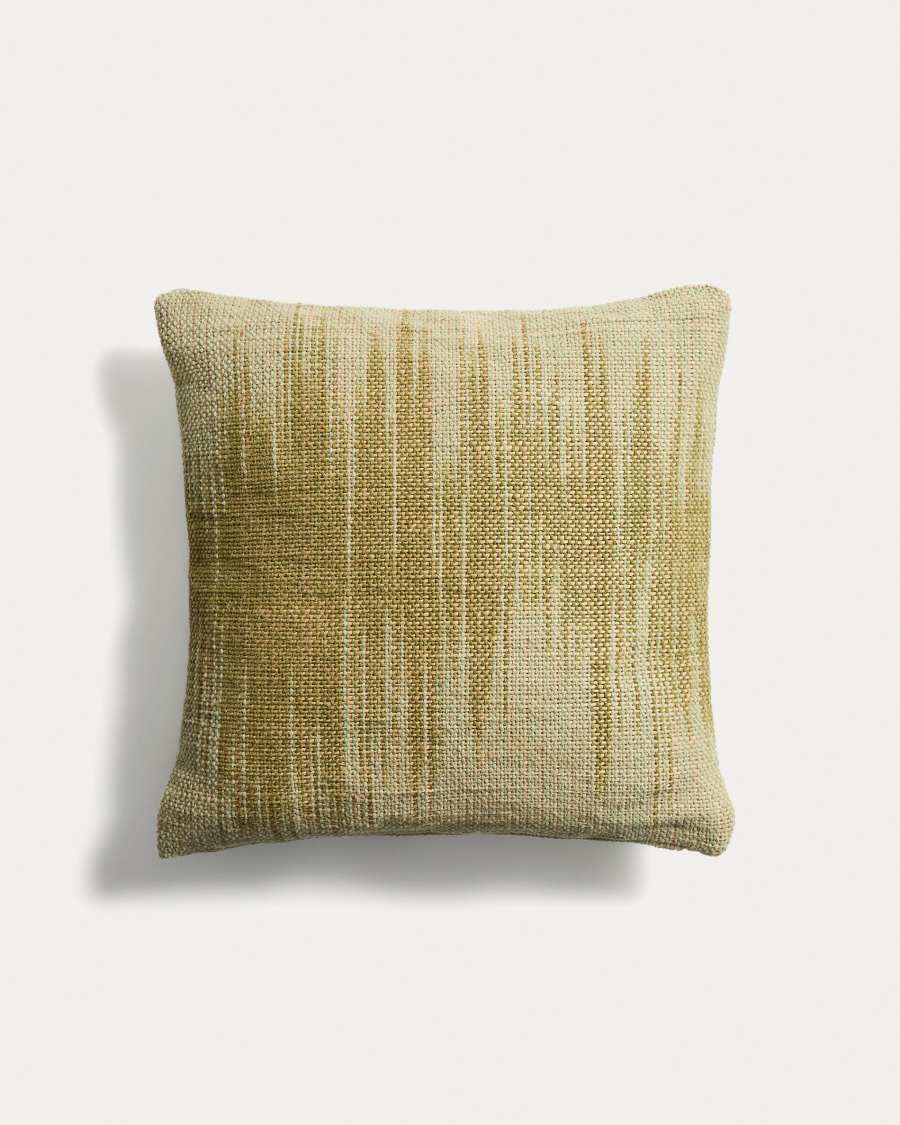 Liroda jute cushion cover with green ikat graphic 50 x 50 cm