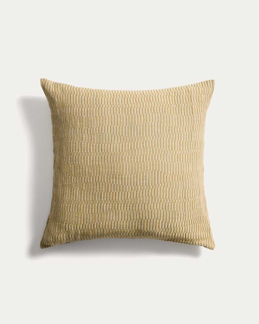 Nerel yellow cotton and linen jacquard cushion cover 50 x 50cm