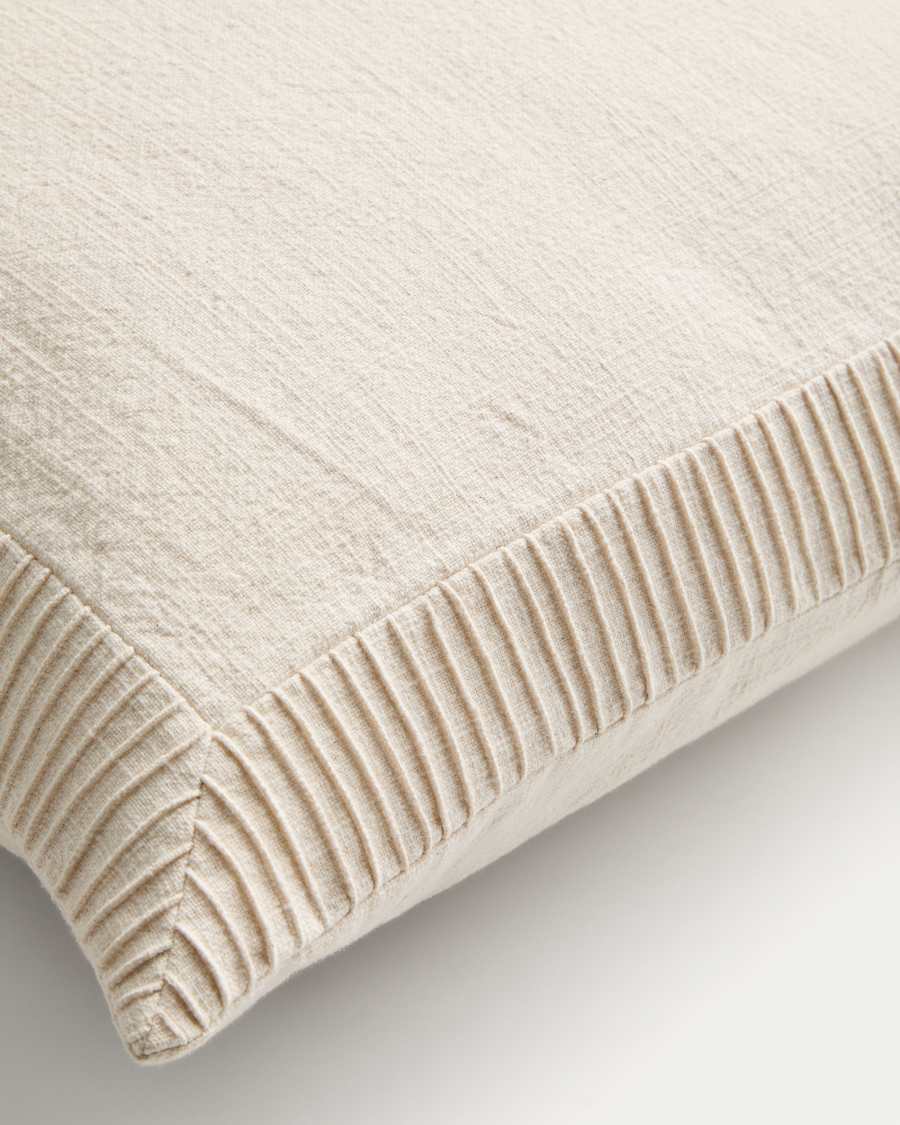Luadia cotton cushion cover with ecru pleated detail 50 x 50cm