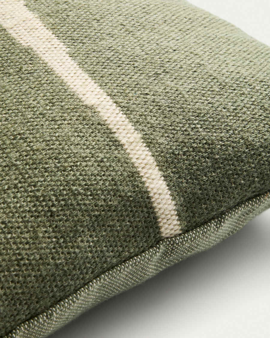 Daila green 100% PET jacquard cushion cover with Ikat graphic 50 x 50cm