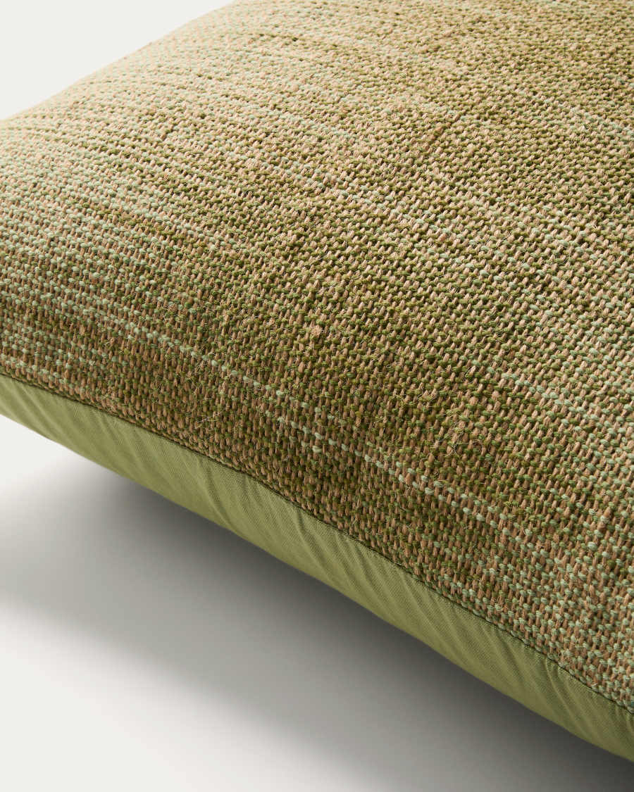 Κάλυμμα μαξιλαριού δαπέδου από γιούτα Liroda με πράσινο γραφικό ikat, 70 x 70 εκ.