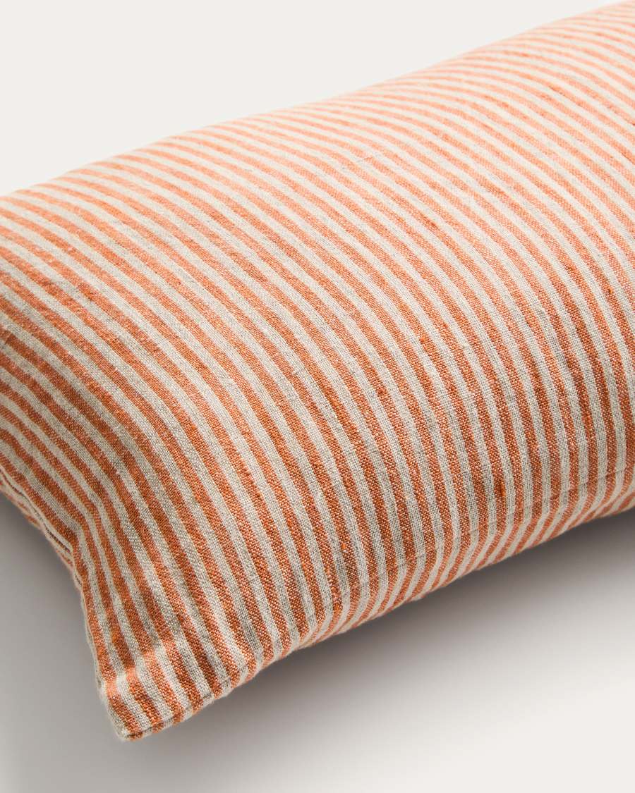 Κάλυμμα μαξιλαριού Oriade σε πορτοκαλί ριγέ λινό 30 x 50 εκ.