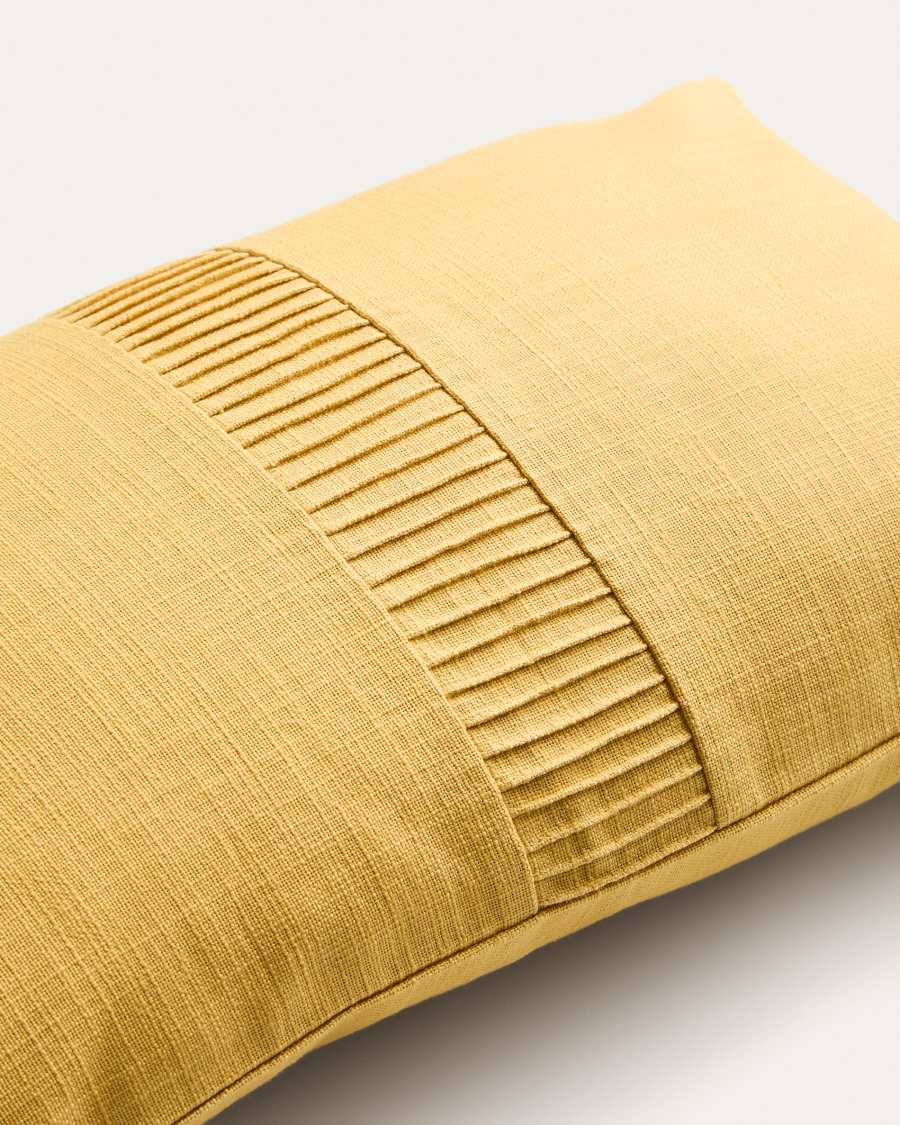 Luadia cotton cushion cover with yellow pleated detail 30 x 50cm