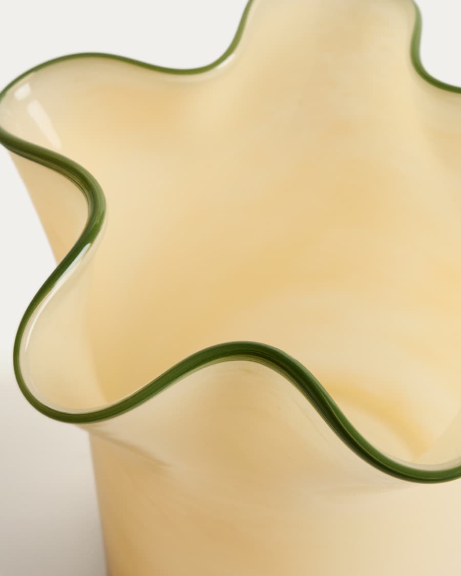 Vase Endasi en verre jaune 19,5 cm
