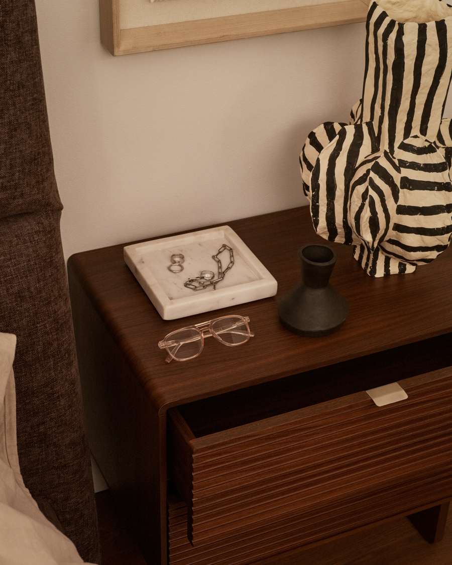 Norlen 2-drawer bedside table in walnut veneer FSX Mix Credit 60 x 52cm