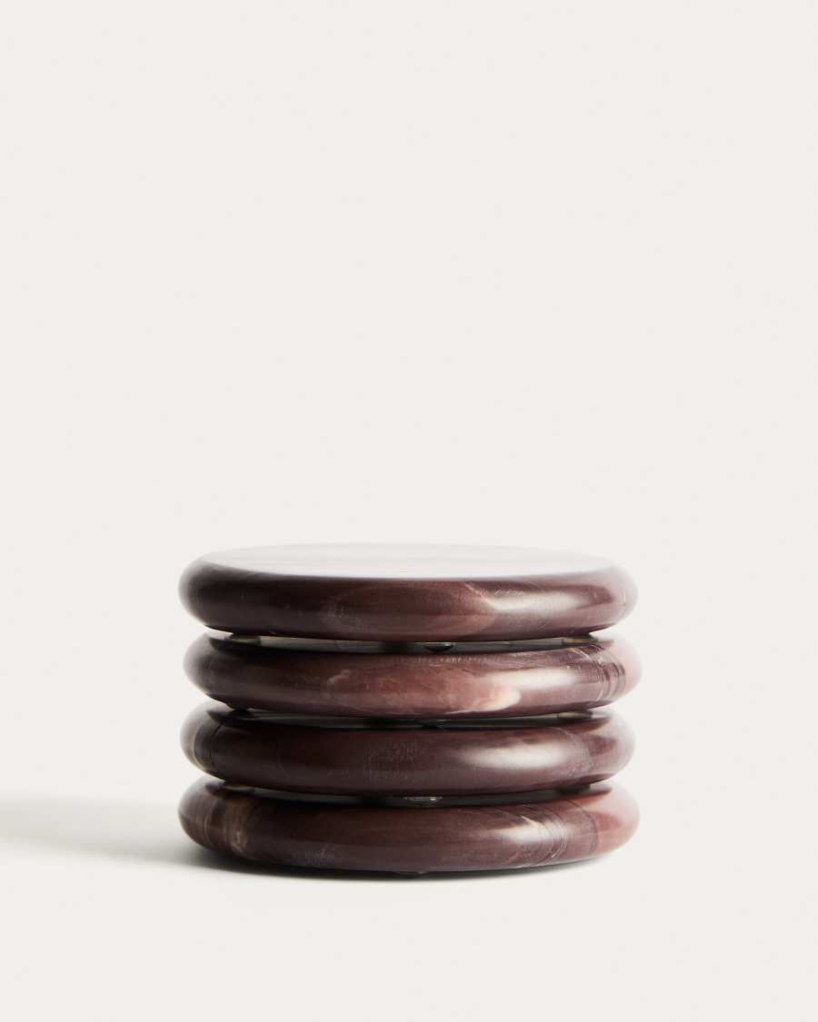 Meran set of 4 burgundy marble coasters