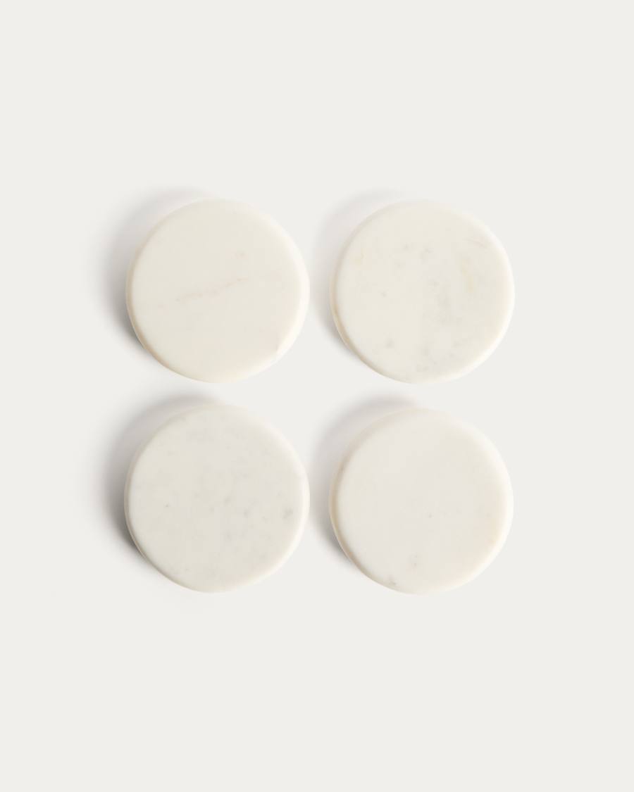 Set Erefi di 4 sottobicchieri in marmo bianco