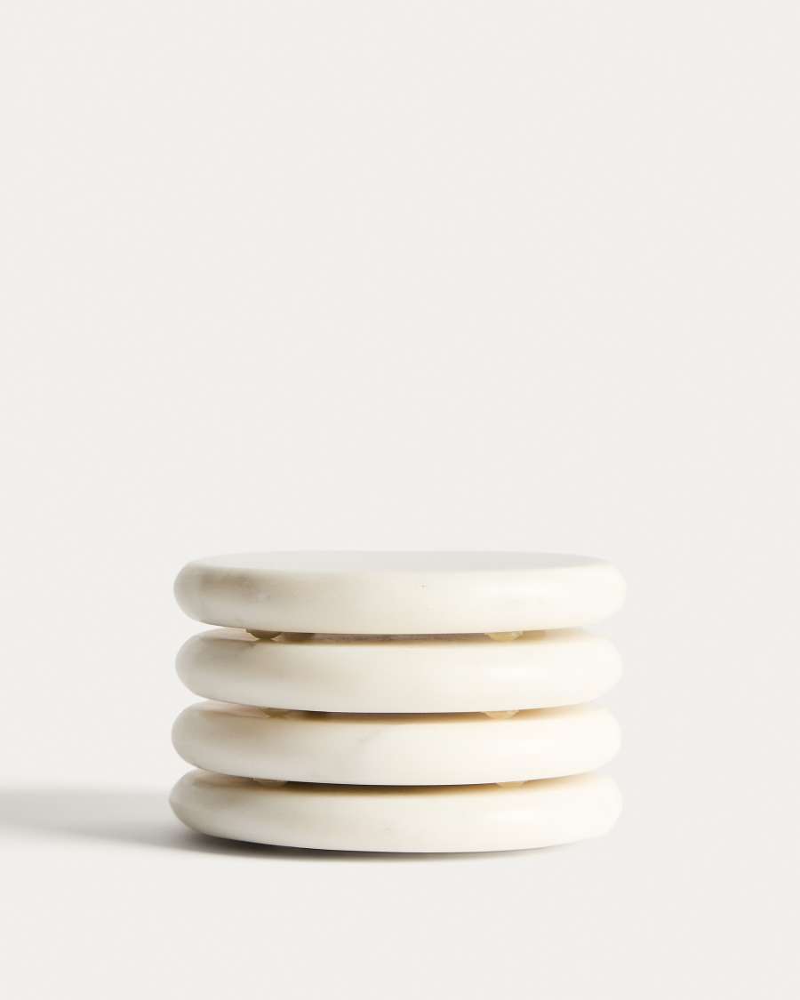 Set Erefi di 4 sottobicchieri in marmo bianco