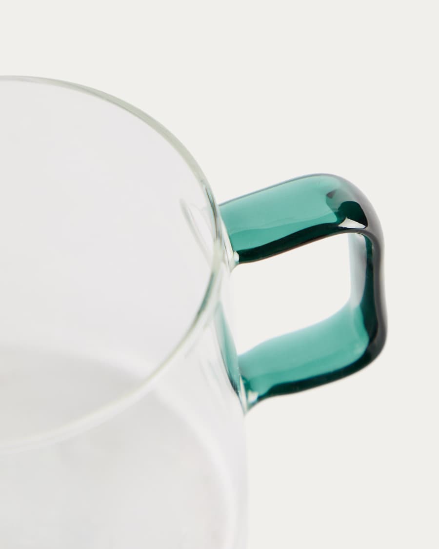 Micla green glass mug with handle