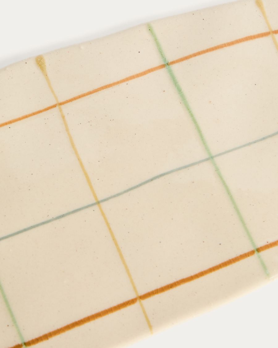 Belor ceramic serving board with multicoloured lines 36 x 13.8cm