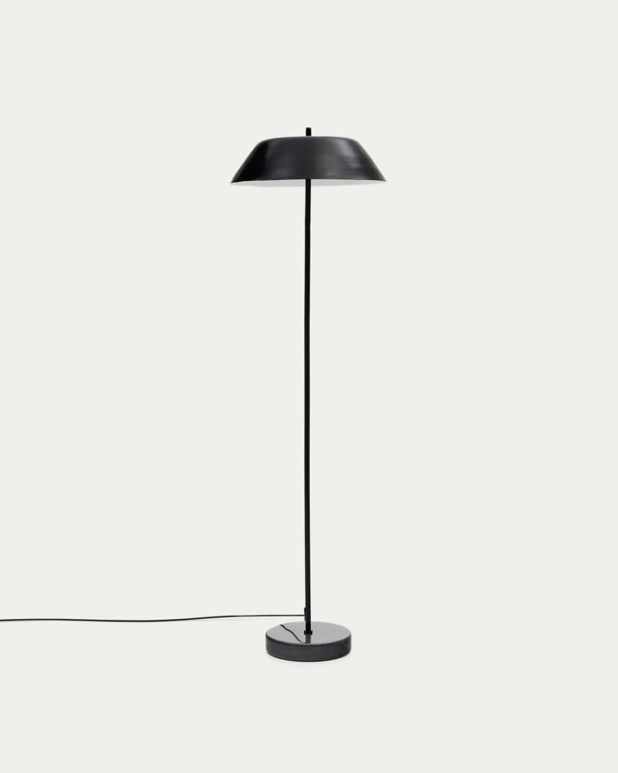 Sayra floor lamp made of black marble and metal in a black painted finish