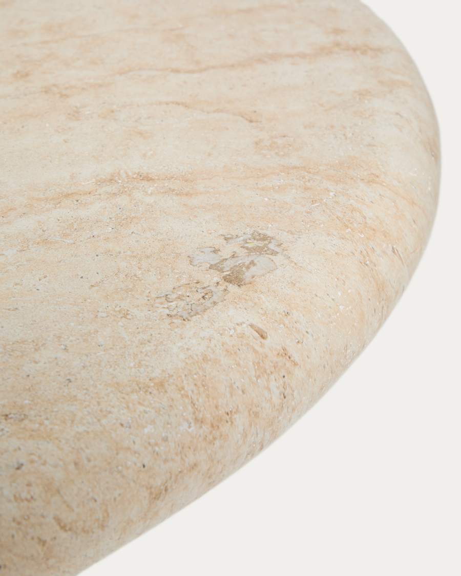 Drasi oval concrete table with travertine-effect finish 260 x 110cm