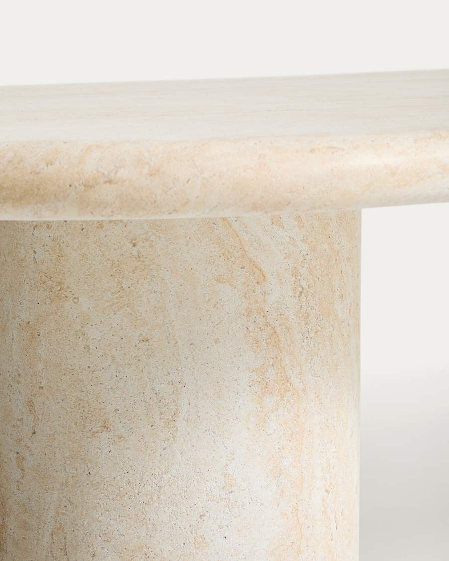 Drasi oval concrete table with travertine-effect finish 260 x 110cm