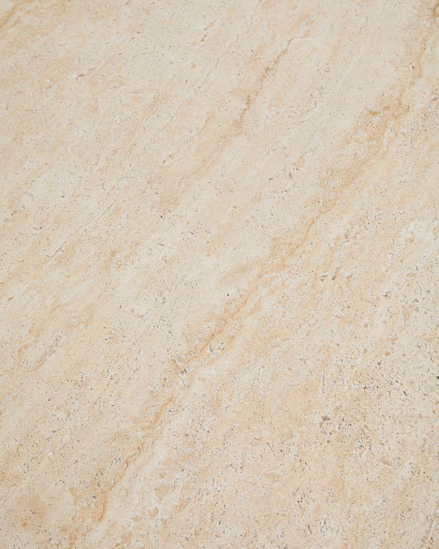 Drasi oval concrete table with travertine-effect finish 260 x 110cm