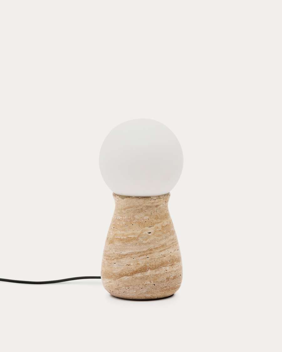 Okeni table lamp made of travertine and glass