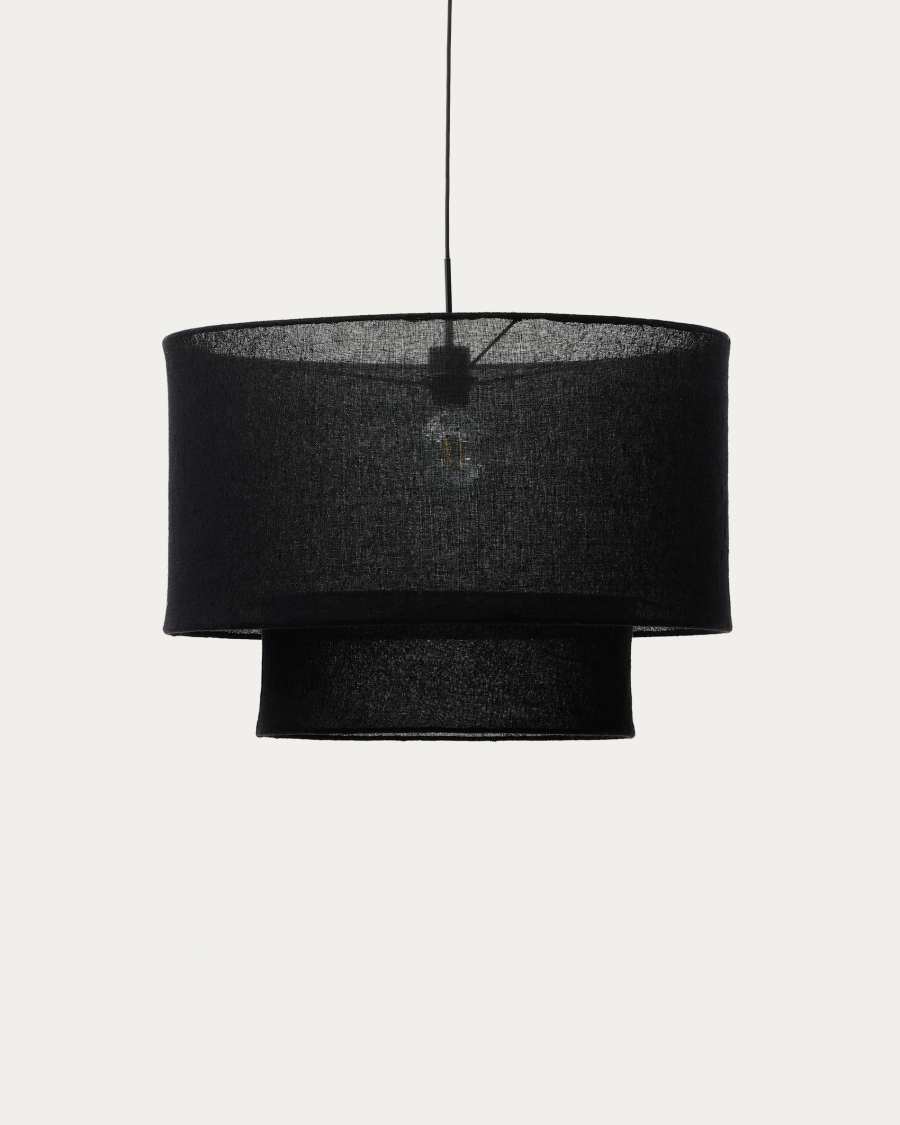 Mariela linen ceiling lamp shade in a black finish Ø 60 x 40 cm