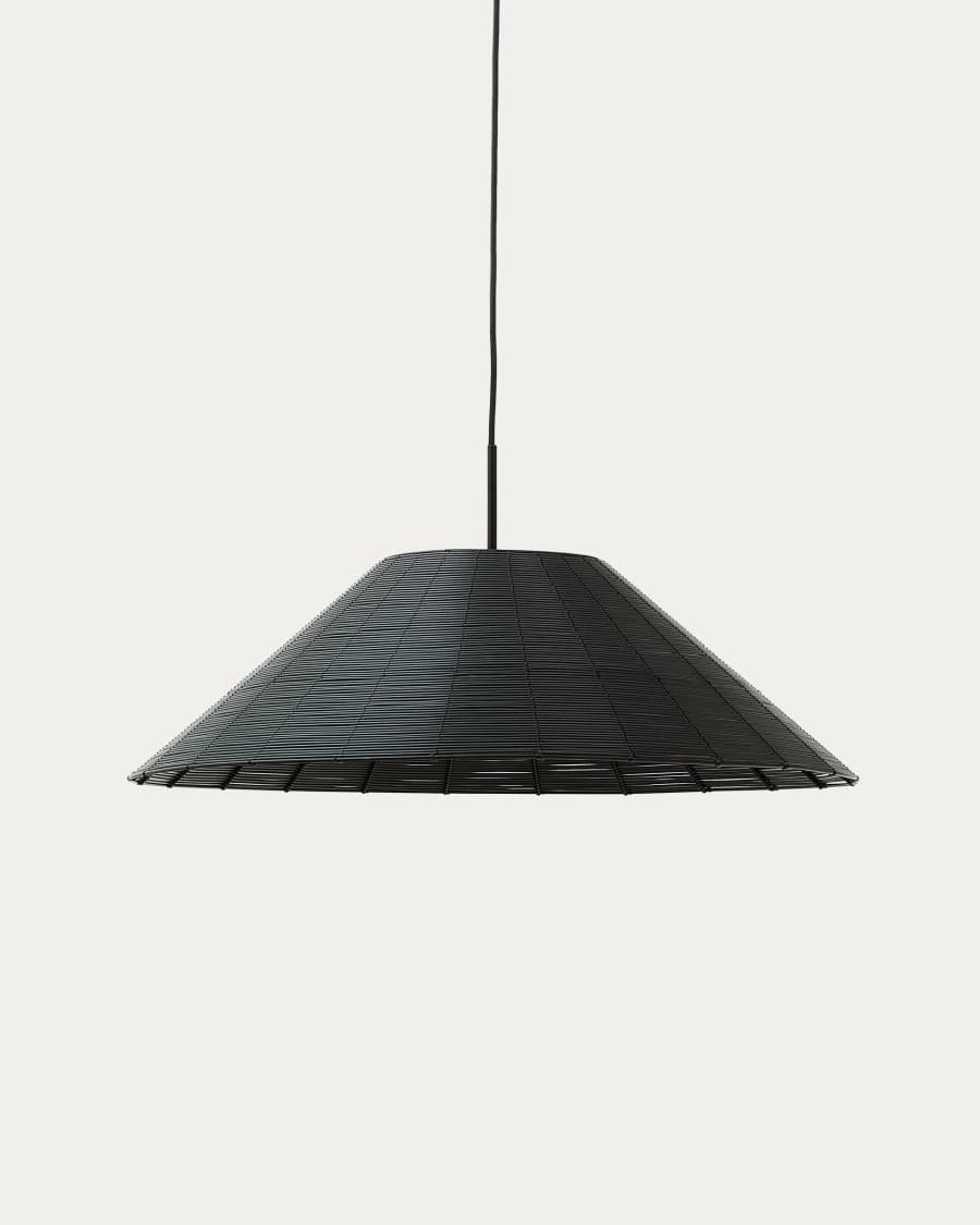 GIGGI Paralume A Sospensione In Metallo Nero E Corda Di Iuta, Stile Retrò Boho, Per Soffitto, Con Anello Riduttore, ø Non Specificato