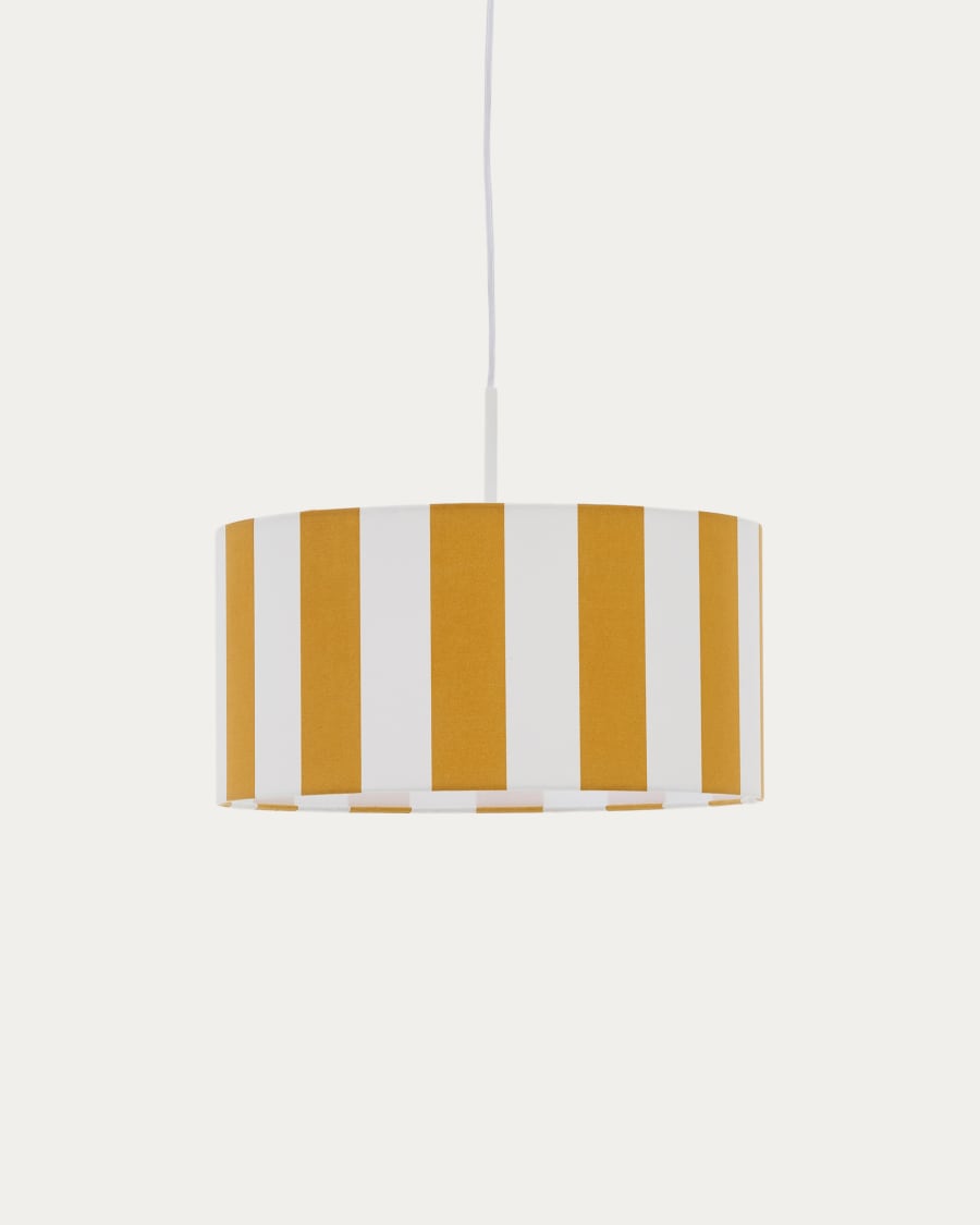 Ciral ceiling lamp shade with yellow and white stripes, Ø 40 cm