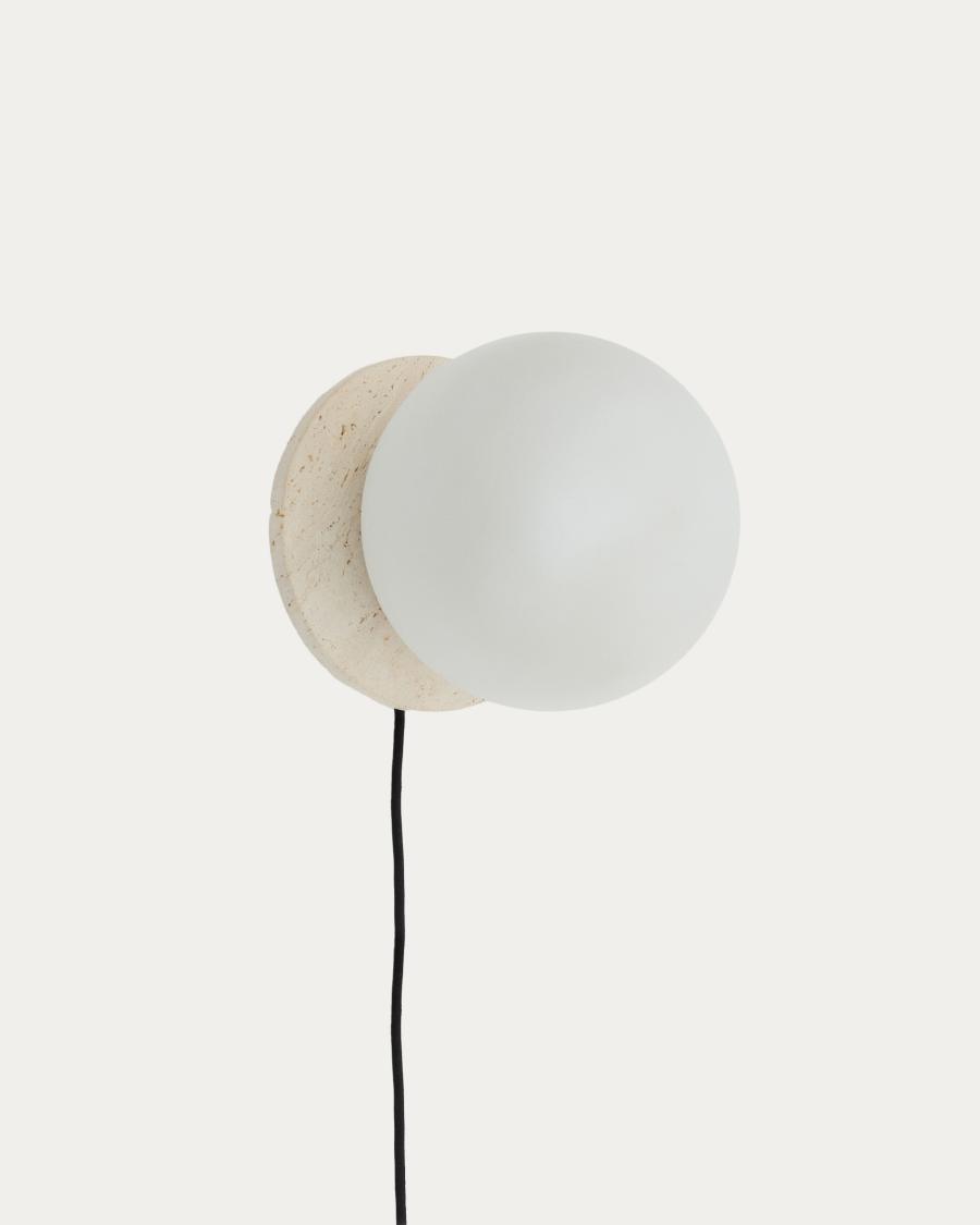 Επιτοίχιο φωτιστικό Malachi από γυαλί και πέτρα τραβερτίνη