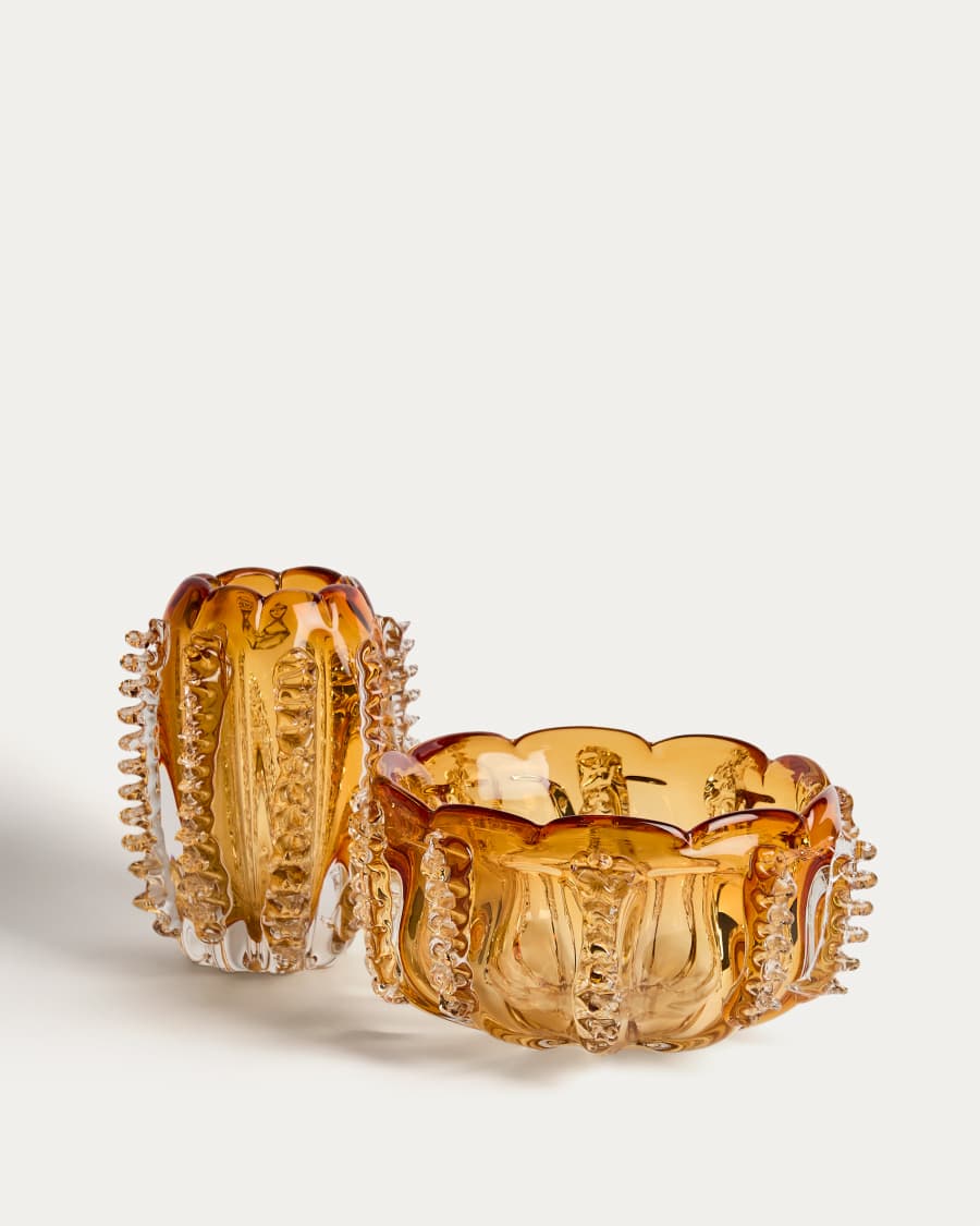 Centerpiece Nicora από πορτοκαλί γυαλί Ø30 εκ