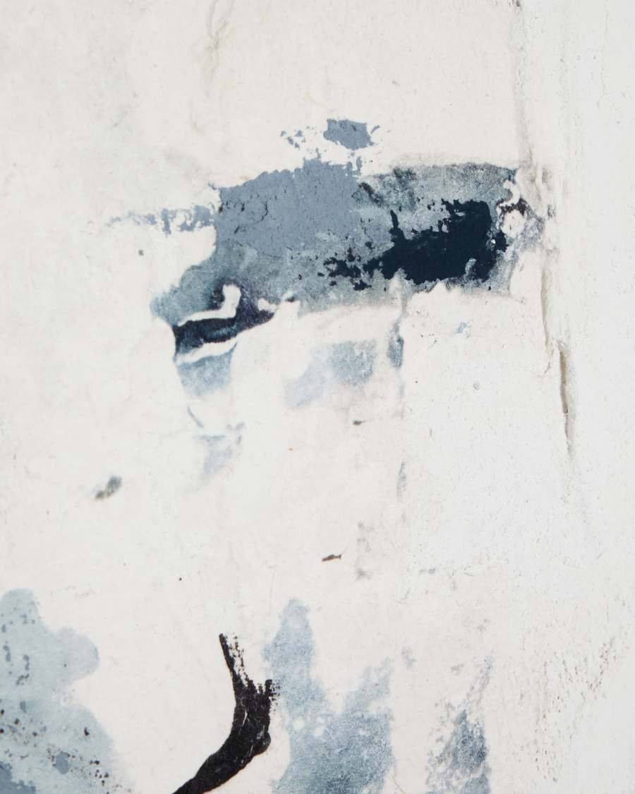 Πίνακας αφηρημένης τέχνης Erale γκρι και μπλε, ζωγραφισμένο στο χέρι  47 x 182 εκ