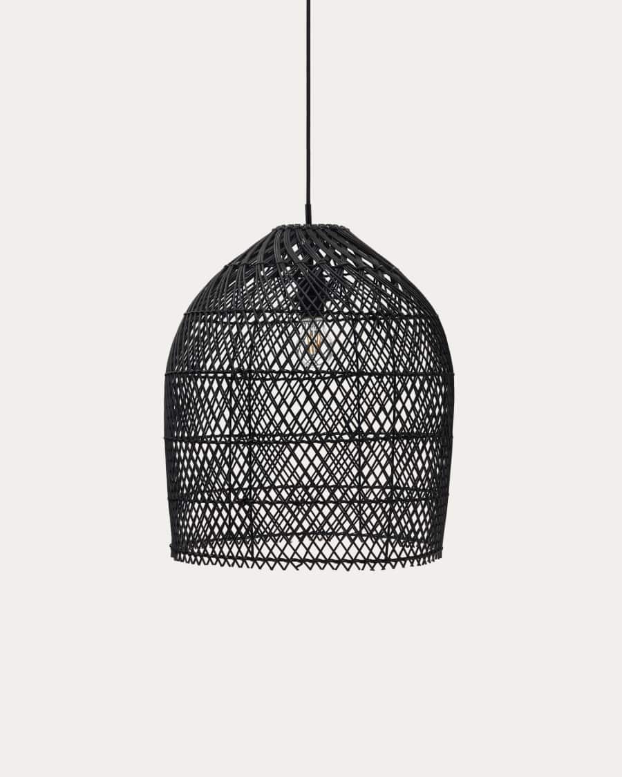 Paralume per lampada da soffitto Domitila in rattan verniciato nero Ø 44 cm