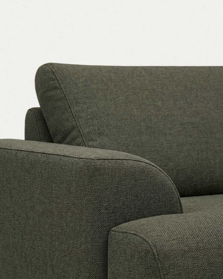 Canapé Karin 3 places en chenille vert foncé et pieds en bois de hêtre 231 cm