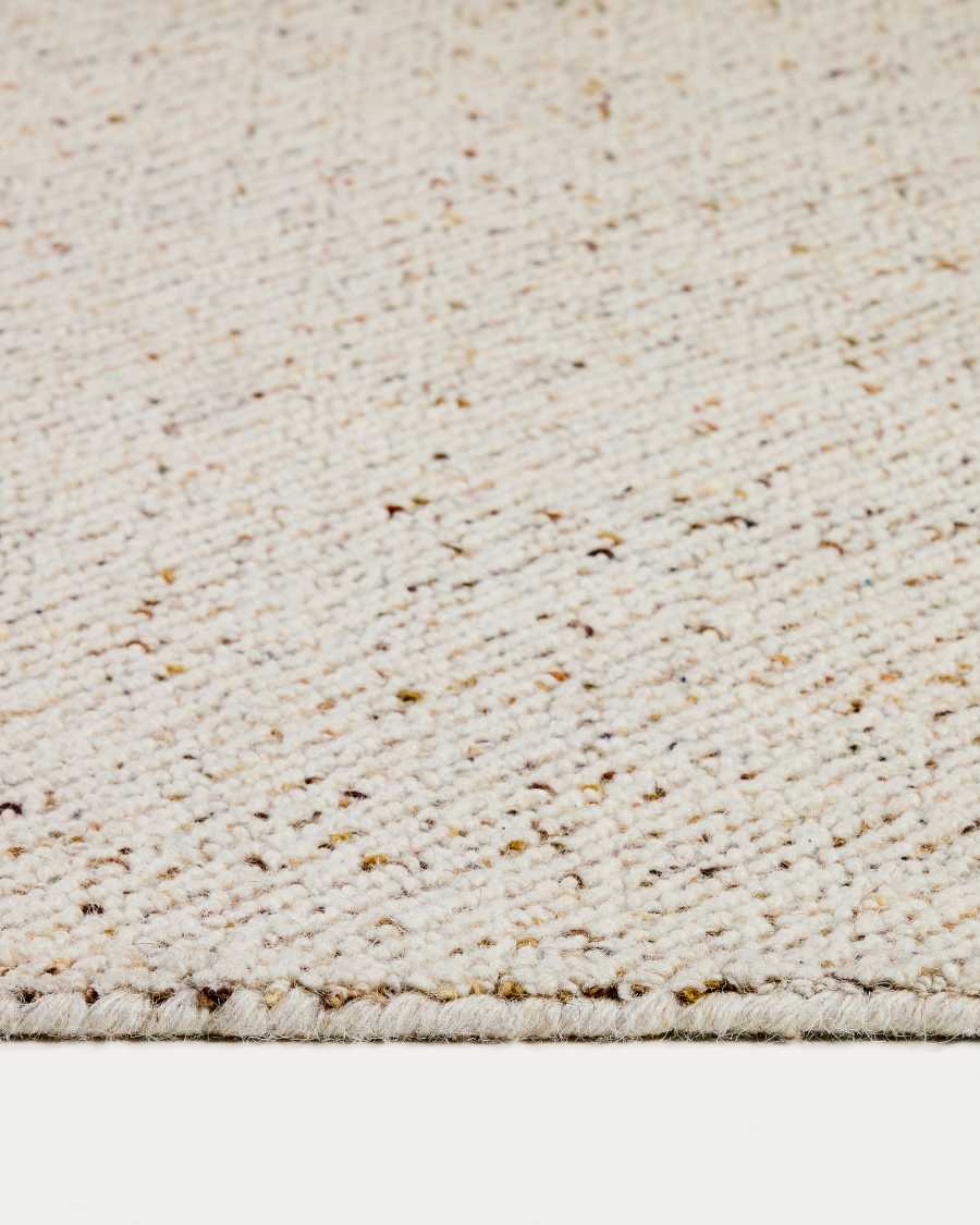 Lenuo ecru wool and cotton jacquard rug 160 x 230cm