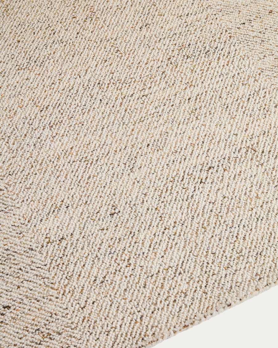 Lenuo ecru wool and cotton jacquard rug 160 x 230cm