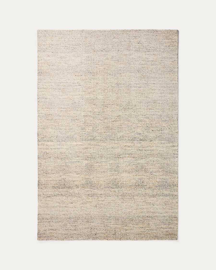 Lenuo ecru wool and cotton jacquard rug 160 x 230cm