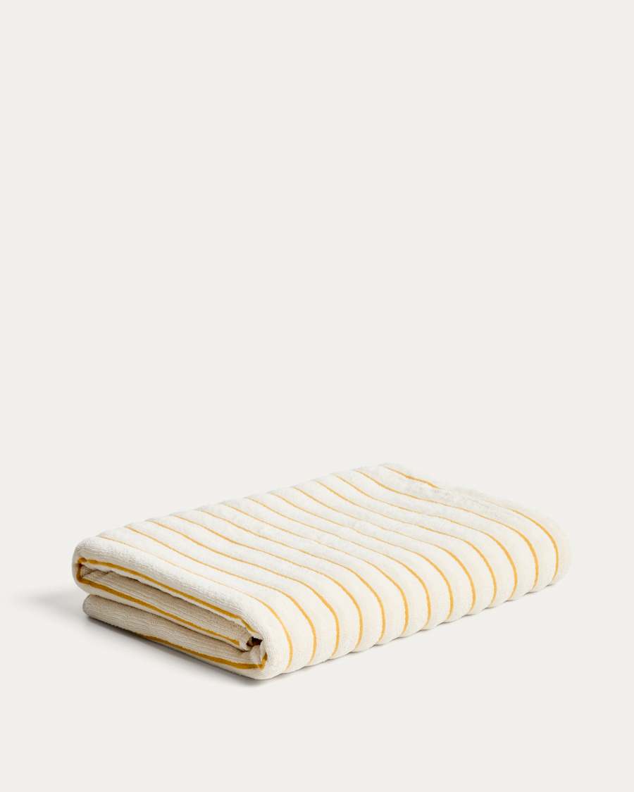 Handtuch Dorane aus 100 % Baumwolle mit gelben Streifen 100 x 150 cm