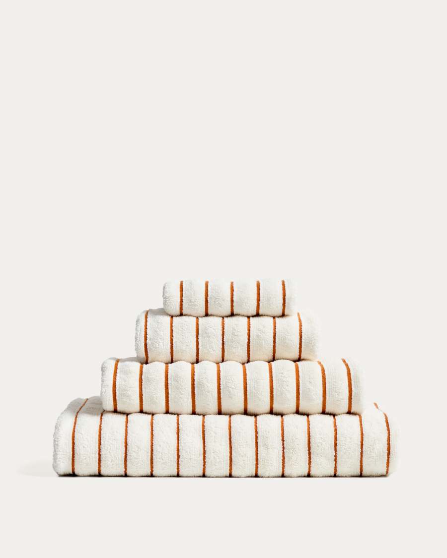 Handtuch Dorane aus 100 % Baumwolle mit orangefarbenen Streifen 70 x 140 cm